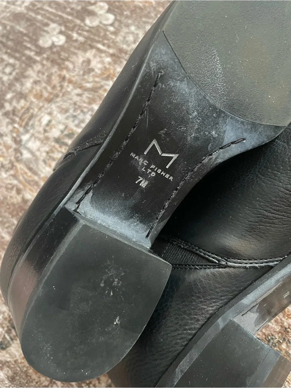 Marc Fisher Black Leather Pointed Toe Yale Ankle Boots Size 7